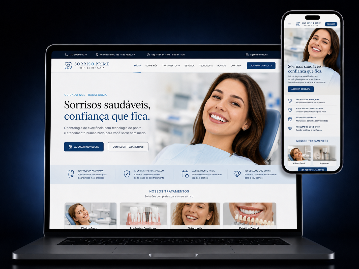 Exemplo de site Clínica Dentista
