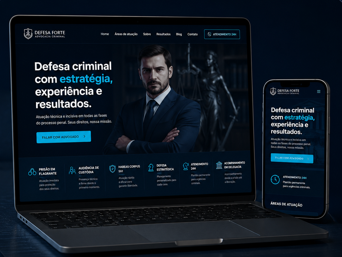Exemplo de Landing Page jurídica: Advocacia Criminalista
